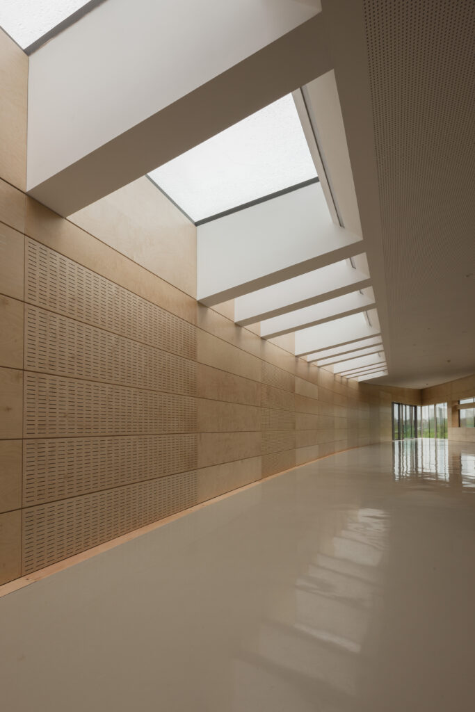 Internal View of Michael Baker Boathouse rooflights in a corridor